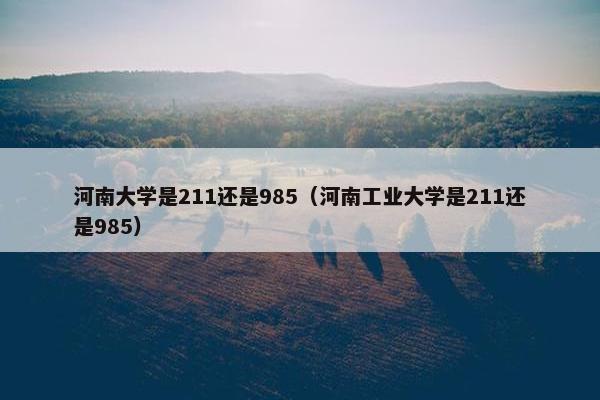 河南大学是211还是985（河南工业大学是211还是985）